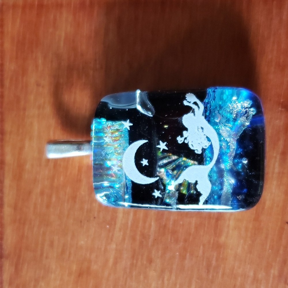 Dichroich Mermaid Moon & Stars Pendant